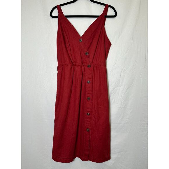 Maurices Womens Linen Blend Front Button Spaghetti Strap Lined Midi Dress Size M - Picture 3 of 4